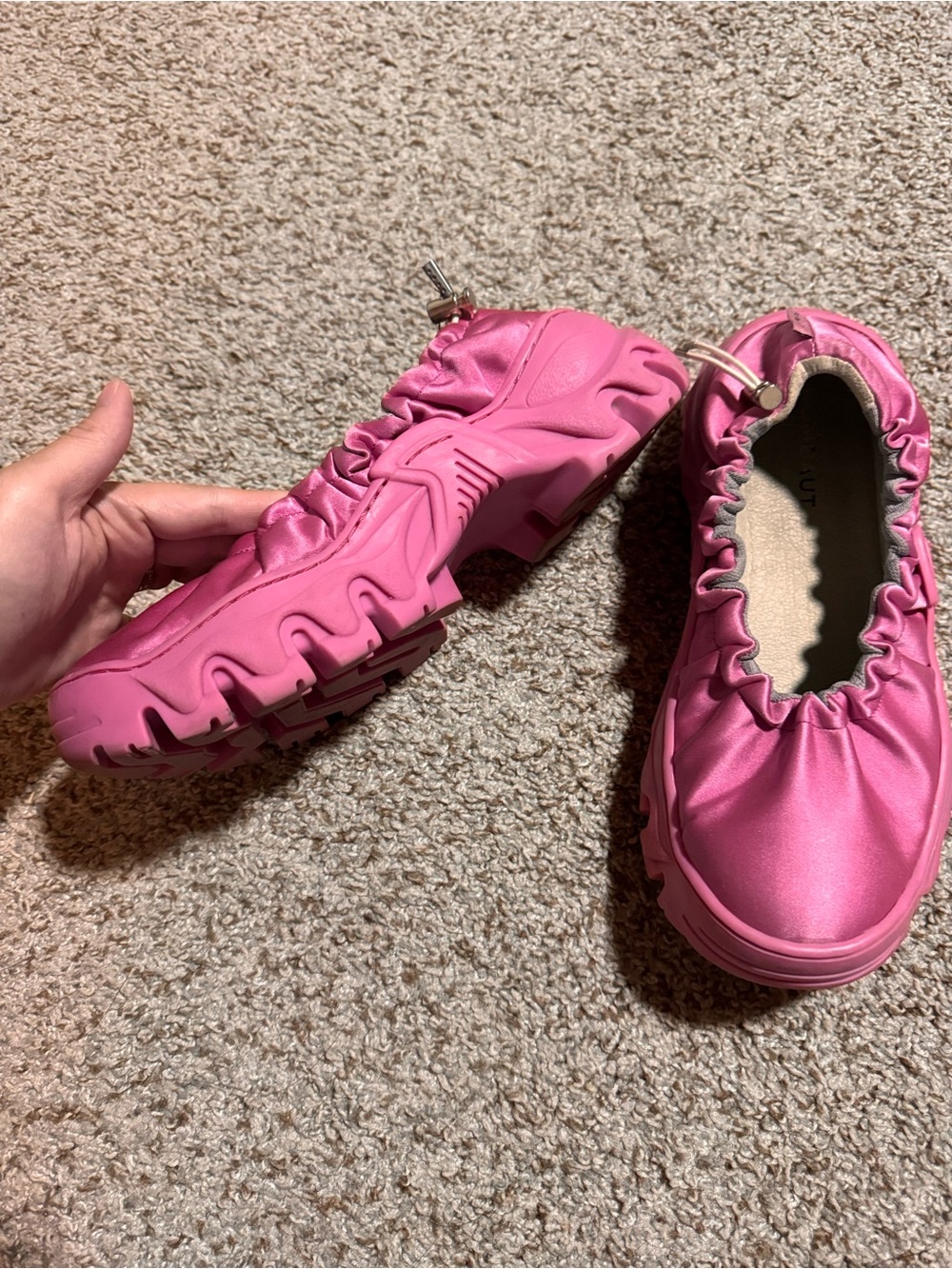Pre-loved Ssense Rombaut hot pink satin ballet slip-on